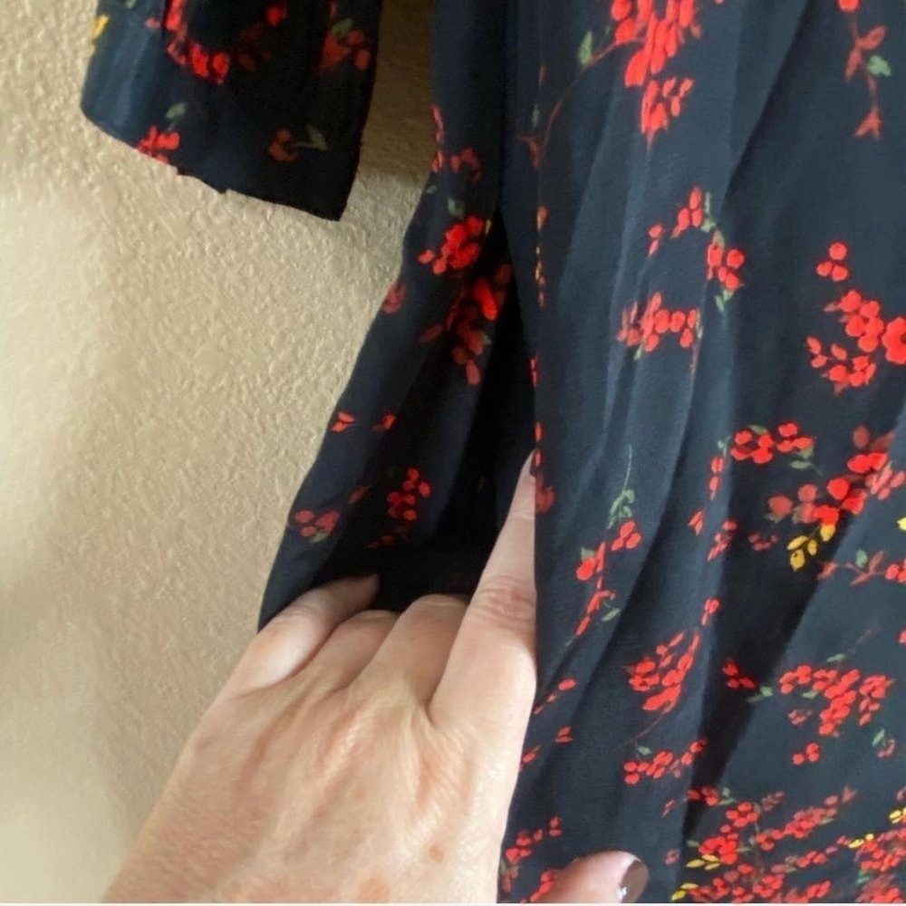 Hobbs London Floral Shift Dress Size 6 Black Red | Elegant 3/4 Sleeve - Picture 7 of 7